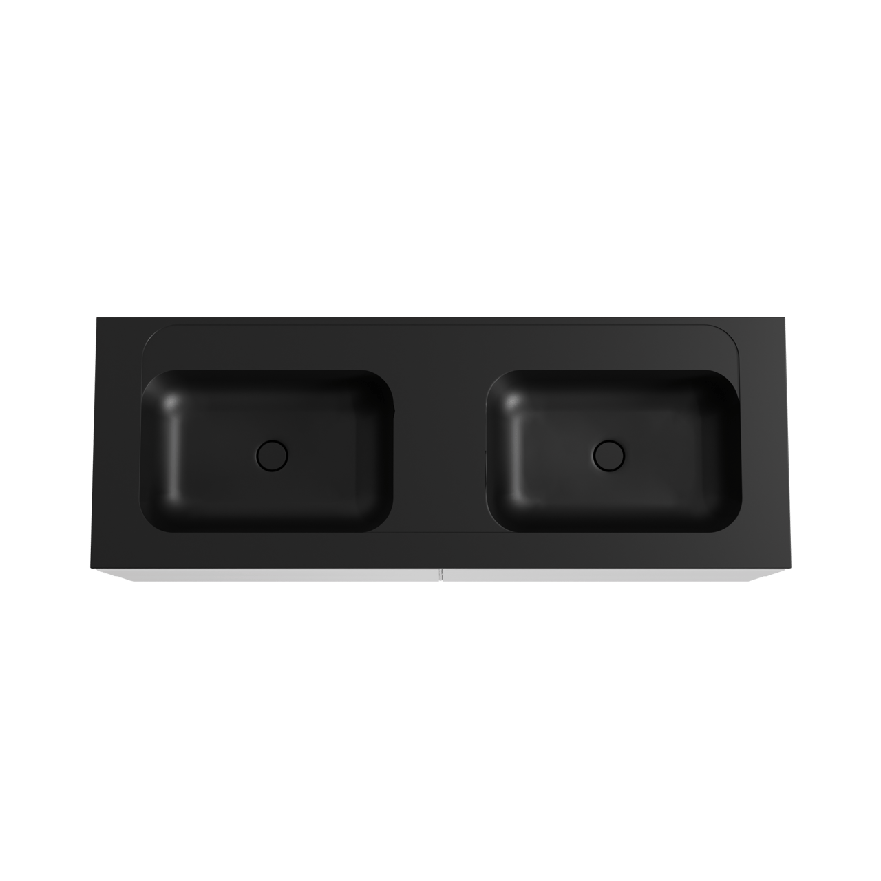 Balmani Mitra zwevend badkamermeubel 150 x 55 cm mat wit met Tablo Strada dubbele wastafel in composietmarmer mat zwart