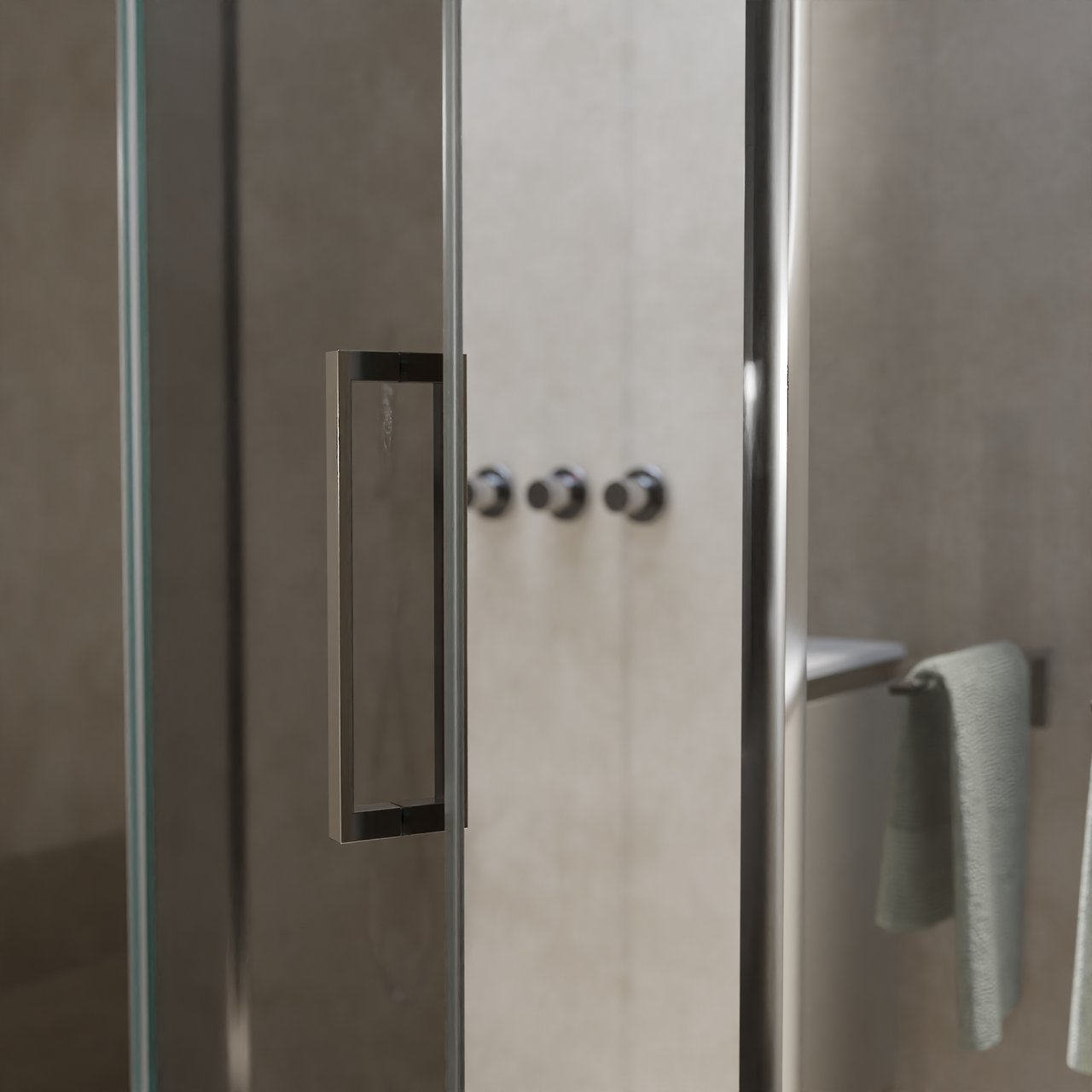 Balmani Senses Design Eckdusche: Drehtür (Links) mit fixierte Seitenwand, 140 x 90 cm, Reflex-Spiegelglas, Profil Chrom, inklusive Coating