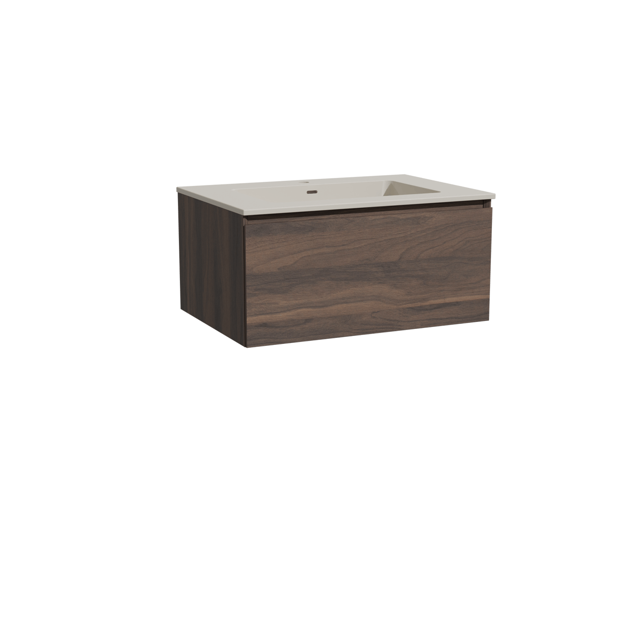 Storke Edge meuble salle de bains suspendu 75 x 52 cm noyer avec Diva plan simple en top solid soie grise