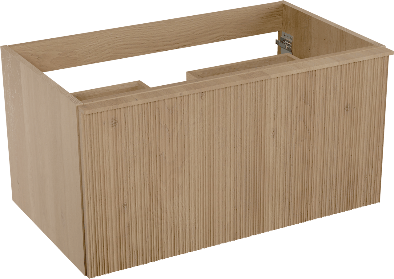 Balmani Forma zwevende wastafelonderkast 90 x 55 cm natuur eik 2 lades vert. asym. groef