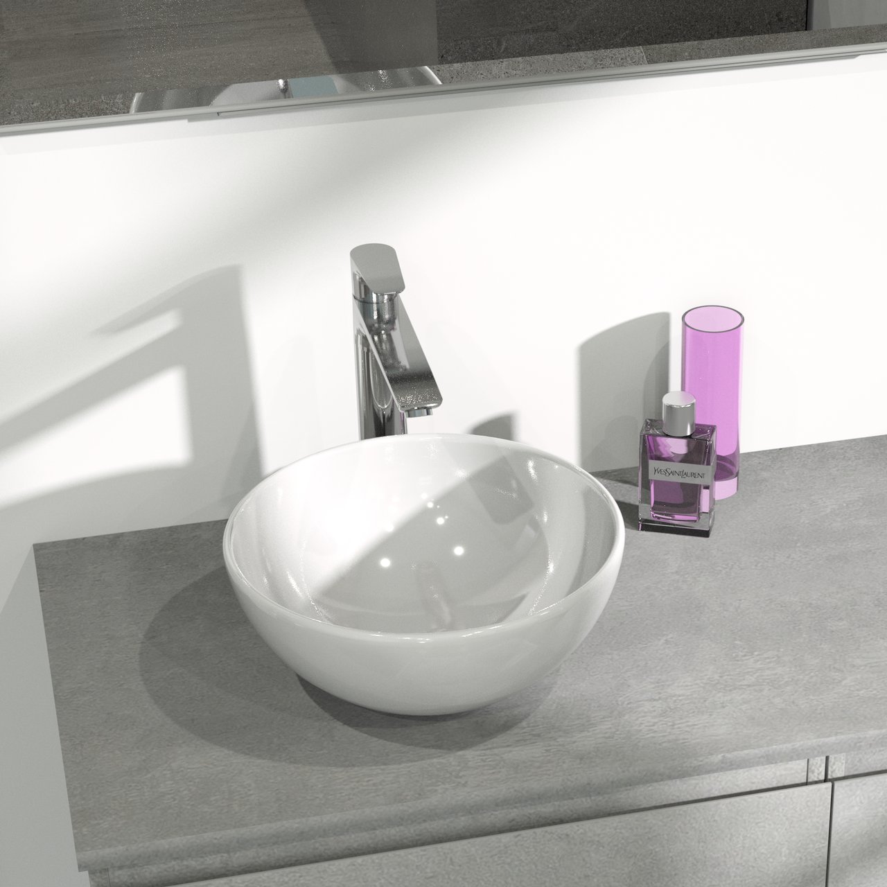 Linie Lavo vasque à poser porcelaine Blanc Brillant rond Ø 32 cm