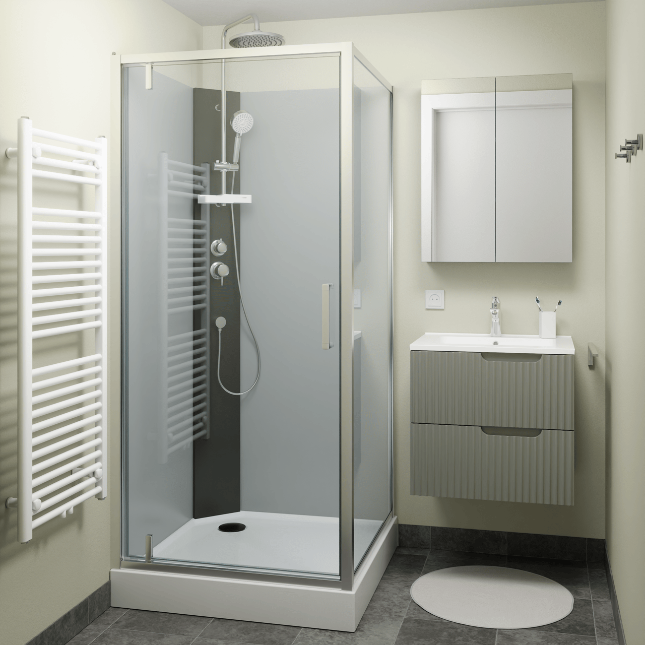 Linie Salta complete douchecabine met draaideuren 90 x 90 cm helder glas chroom profiel met kraan