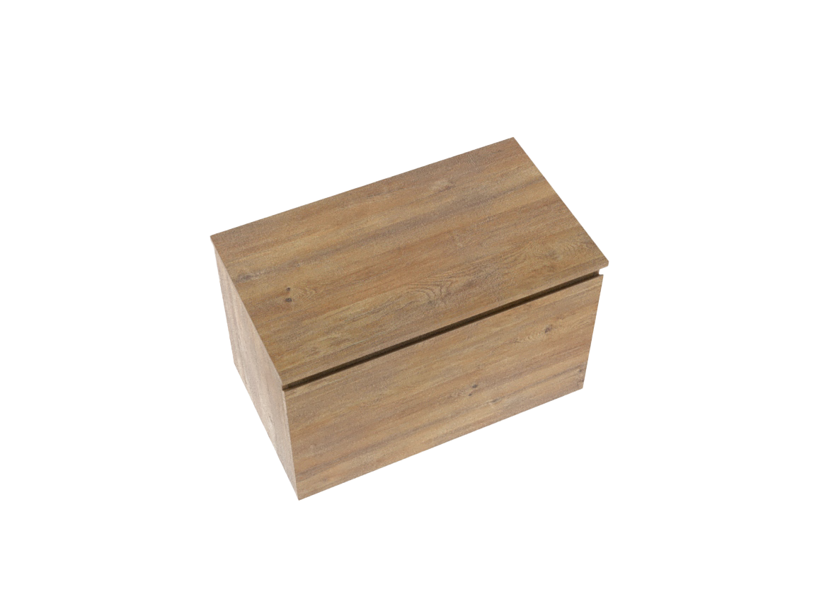 Linie Lado hängendes Möbelstück Set: 80 x 46 cm, Naturbelassene Eiche, mit Lado Einzel Waschtischplatte, Melamin Naturbelassene Eiche