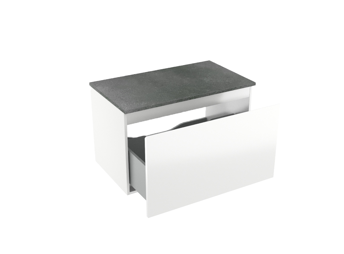 Linie Lado meuble salle de bains suspendu 80 x 46 cm blanc brillant avec Lado tablette simple en mélaminé ardoise gris