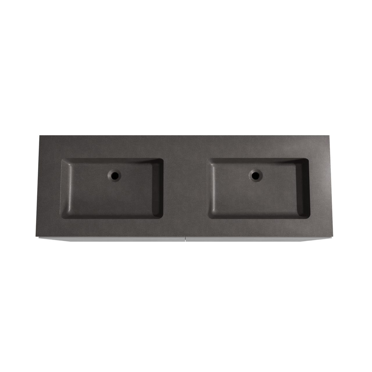 Storke Edge staand badmeubel 150 x 52 cm beton donkergrijs met Scuro dubbele wastafel in kwarts mat zwart