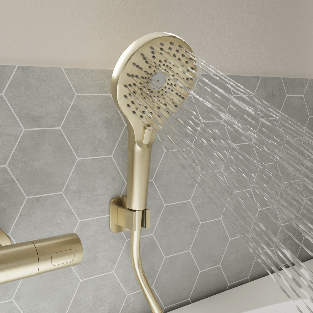 Blaufoss Onos pommeau de douche 3 fonctions jet Brushed Champagne Gold