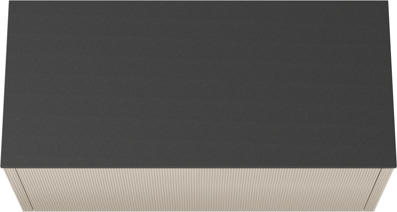 Balmani Eclips meuble salle de bains suspendu 120 x 55 cm Sandbeige avec Stretto tablette simple en Granit noir, Nervure droite symétrique verticale