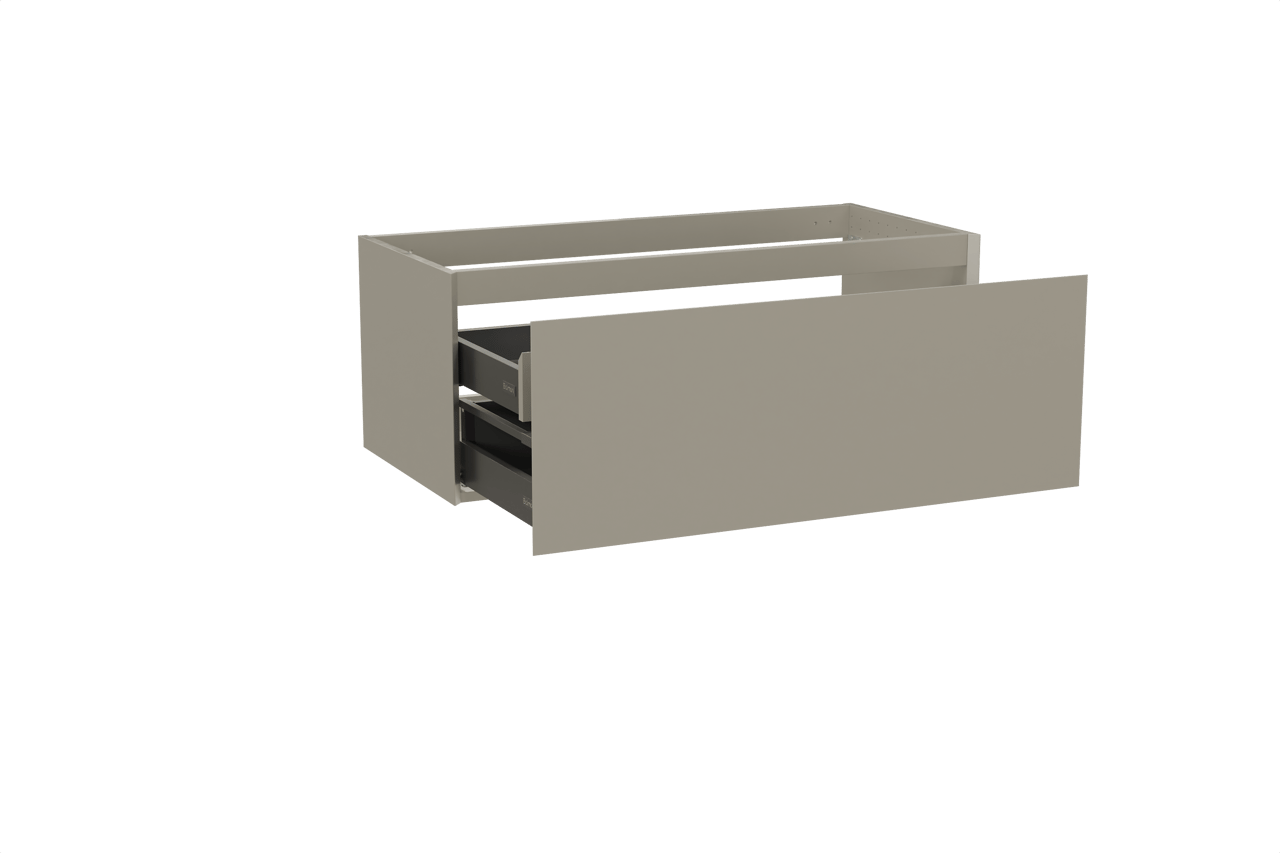Balmani Idra hängender Waschbeckenunterschrank: 120 x 55 cm, Stein Grau, 2 Schubladen
