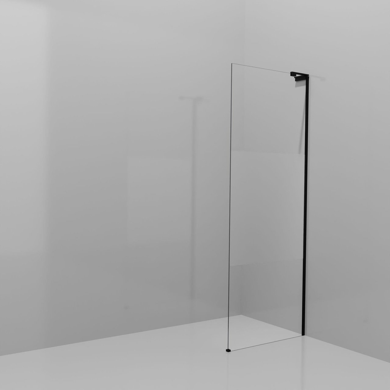 Balmani Modular inloopdouche: 80 x 200 cm, Helder glas met matte strook, Mat zwarte profielen met L-Shape