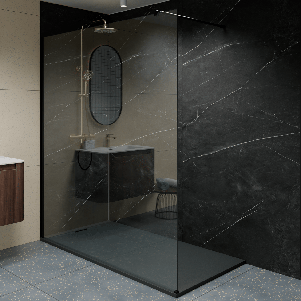 Balmani Andes Evolution receveur de douche 180 x 90 cm marbre composite Noir Mat