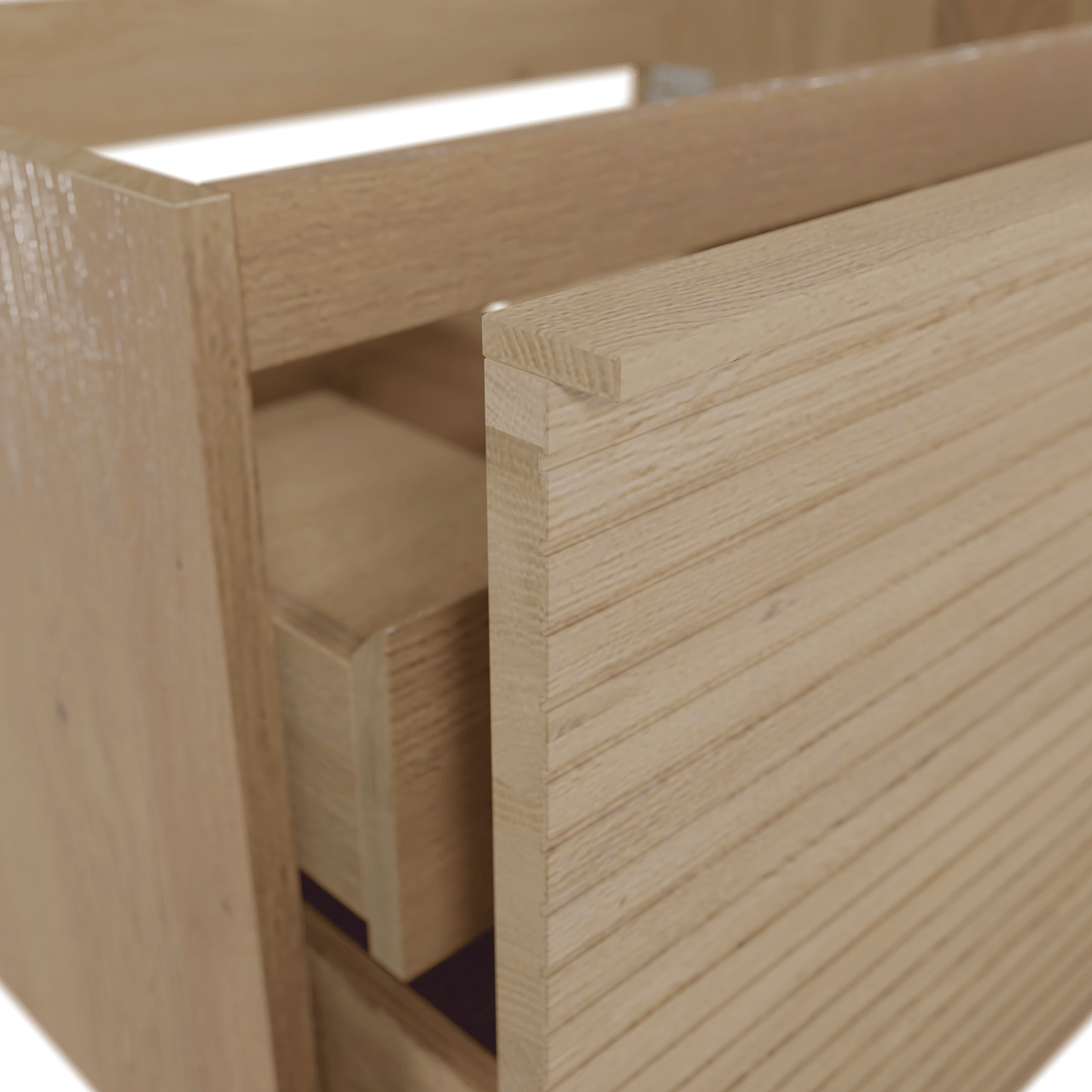 Balmani Forma meuble sous-lavabo suspendu nervure horizontale 67,5 x 55 cm chêne naturel 2 tiroirs