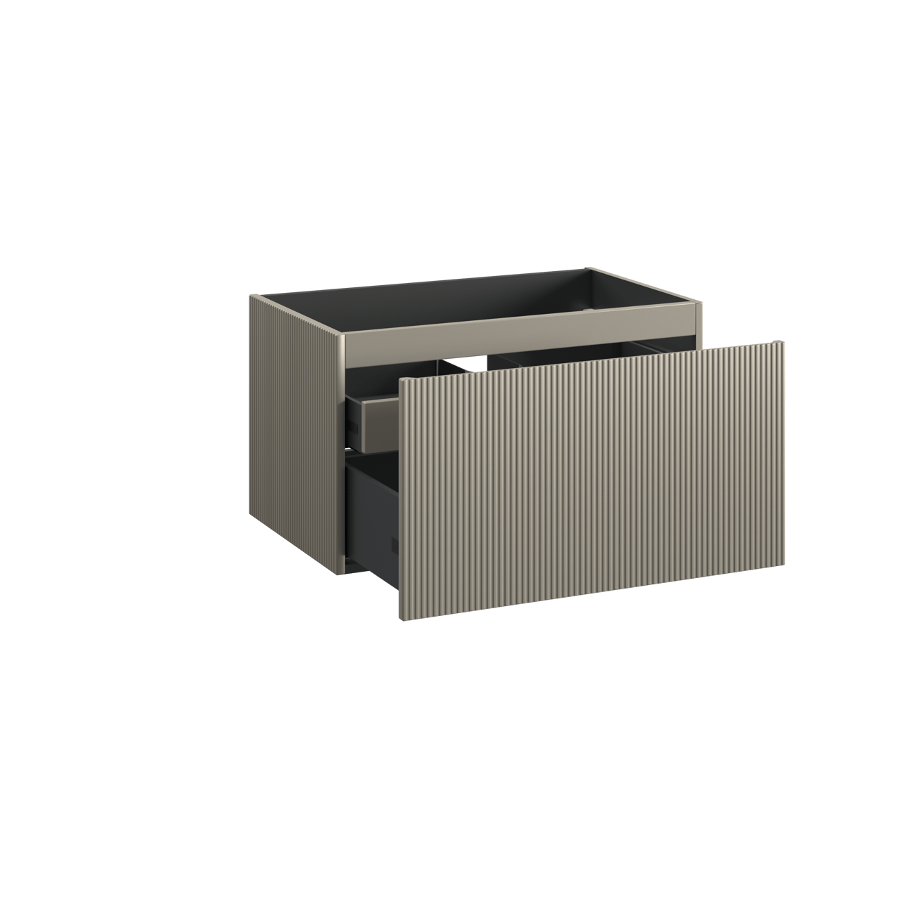 Storke Ribs meuble sous-lavabo suspendu 85 x 52 cm soie grise 2 tiroirs