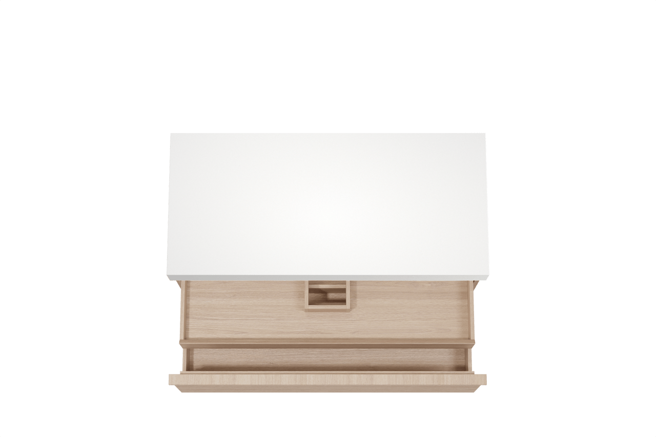 Balmani Forma zwevend badkamermeubel 120 x 55 cm natuur eik met Dominus enkel of dubbel tablet in solid surface mat wit, Horizontale symmetrische rechte ribbel