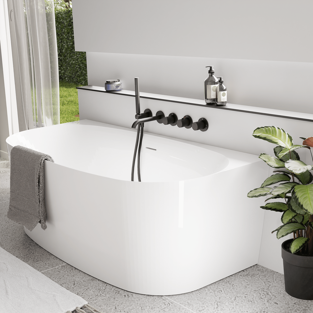 Luca Varess Sutilo halfvrijstaand bad 160 x 75 cm acryl Glanzend Wit