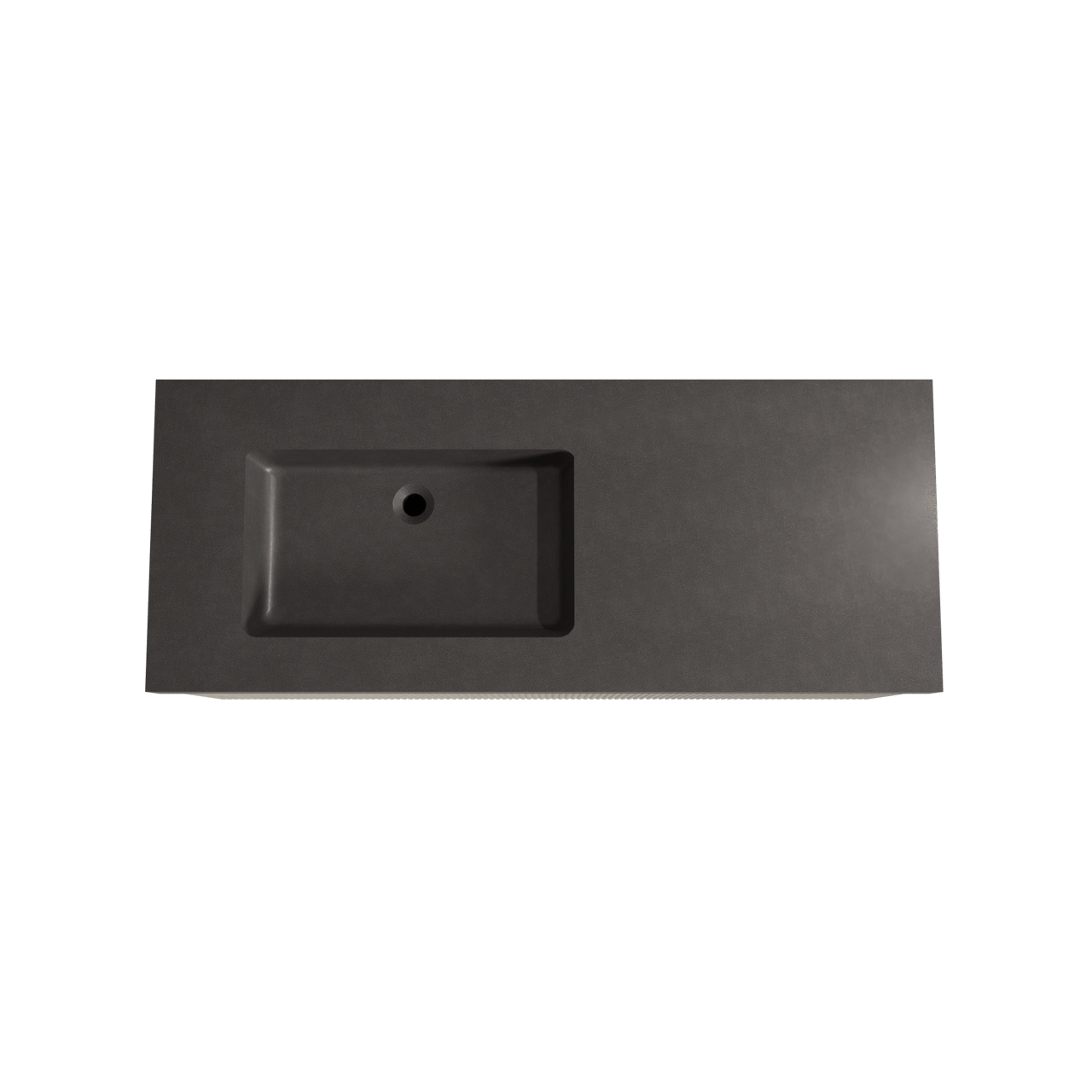 Storke Ribs meuble salle de bains suspendu 130 x 52 cm chêne brut avec Scuro High plan vasque asymétrique à gauche en quartz noir mat, Nervure droite symétrique verticale