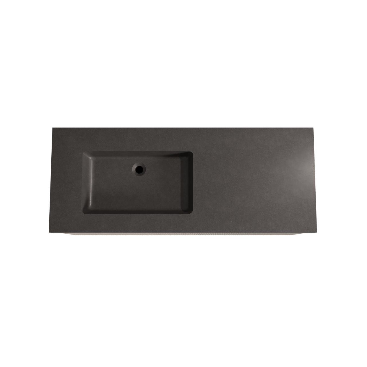 Storke Ribs meuble salle de bains suspendu 130 x 52 cm chêne brut avec Scuro High vasque asymétrique gauche en quartz noir mat, Nervure droite symétrique verticale