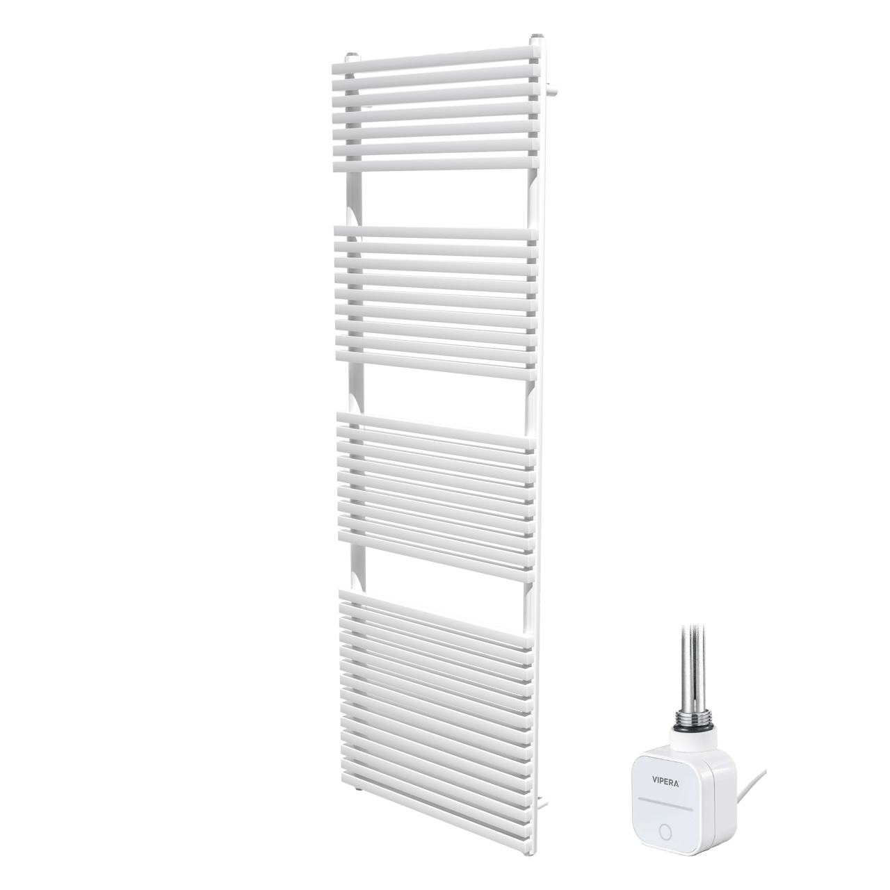 Vipera Vesuvio sèche-serviettes Simple 60 x 180 cm chauffage électrique blanc mat raccordement latéral et central possible 1173W, résistance incluse