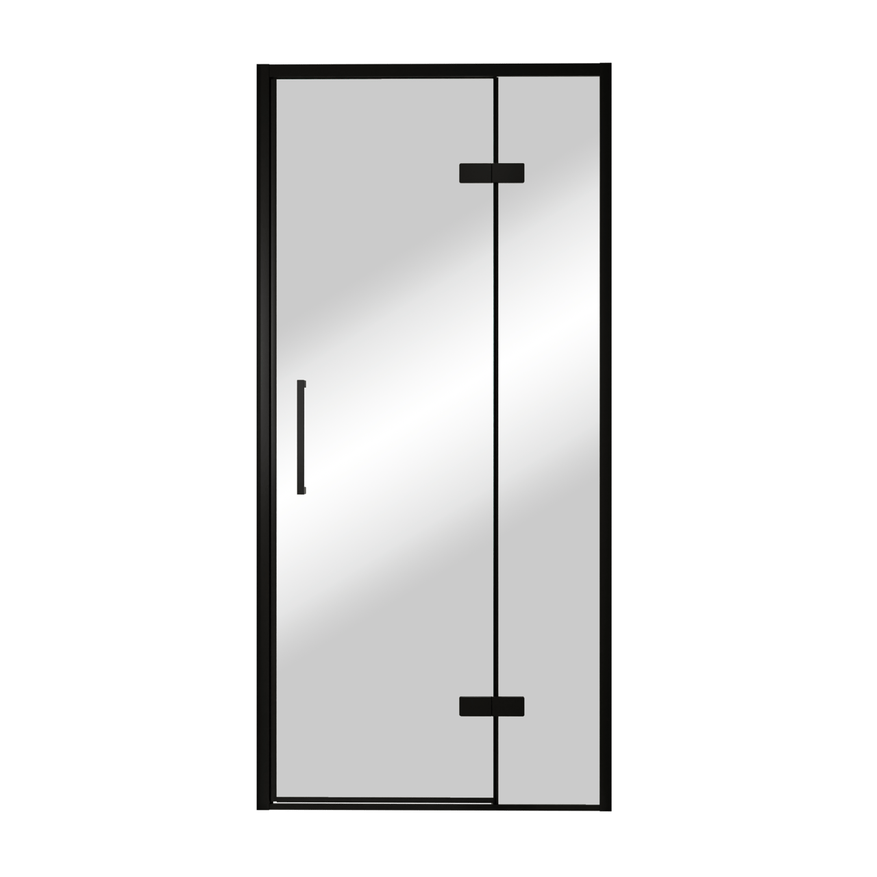 Balmani Senses Design porte pivotante à droite 100 cm x 210 cm verre Miroir Reflex, Profil noir, coating inclus