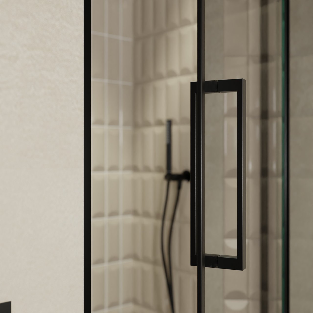 Balmani Senses Design porte pivotante à droite 100 cm x 210 cm verre Miroir Reflex, Profil noir, coating inclus