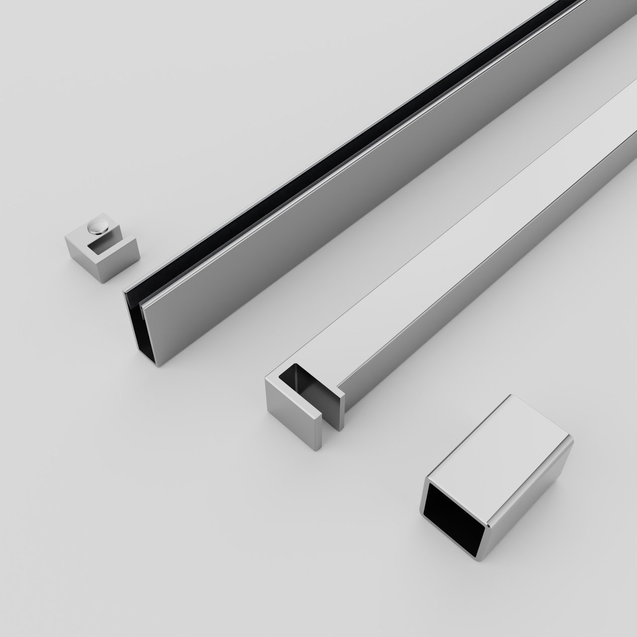 Balmani Modular douche à l'italienne: 80 x 200 cm, Verre transparent avec bande mate, Profil Chrome brillant