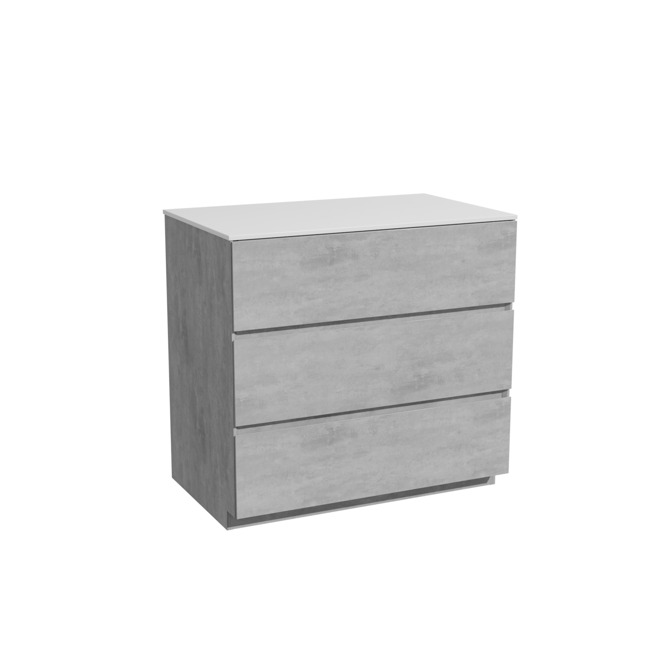 Storke Edge freistehendes Möbelstück Set: 85 x 52 cm, Beton dunkelgrau, mit Tavola Einzel Waschtischplatte, Solid Surface Weiß matt