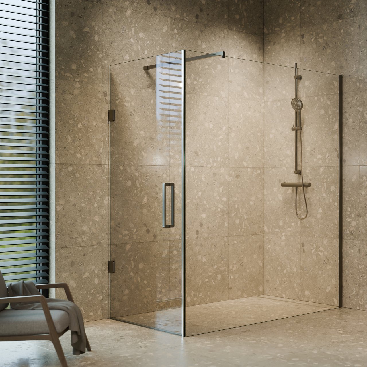 Blaufoss Onos thermostatische kraan douchekraan Brushed GunMetal