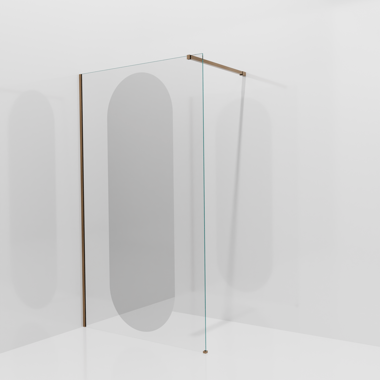 Balmani Modular inloopdouche: 120 x 200 cm, Reflex ovaal spiegelglas, Brushed Rosegold profielen