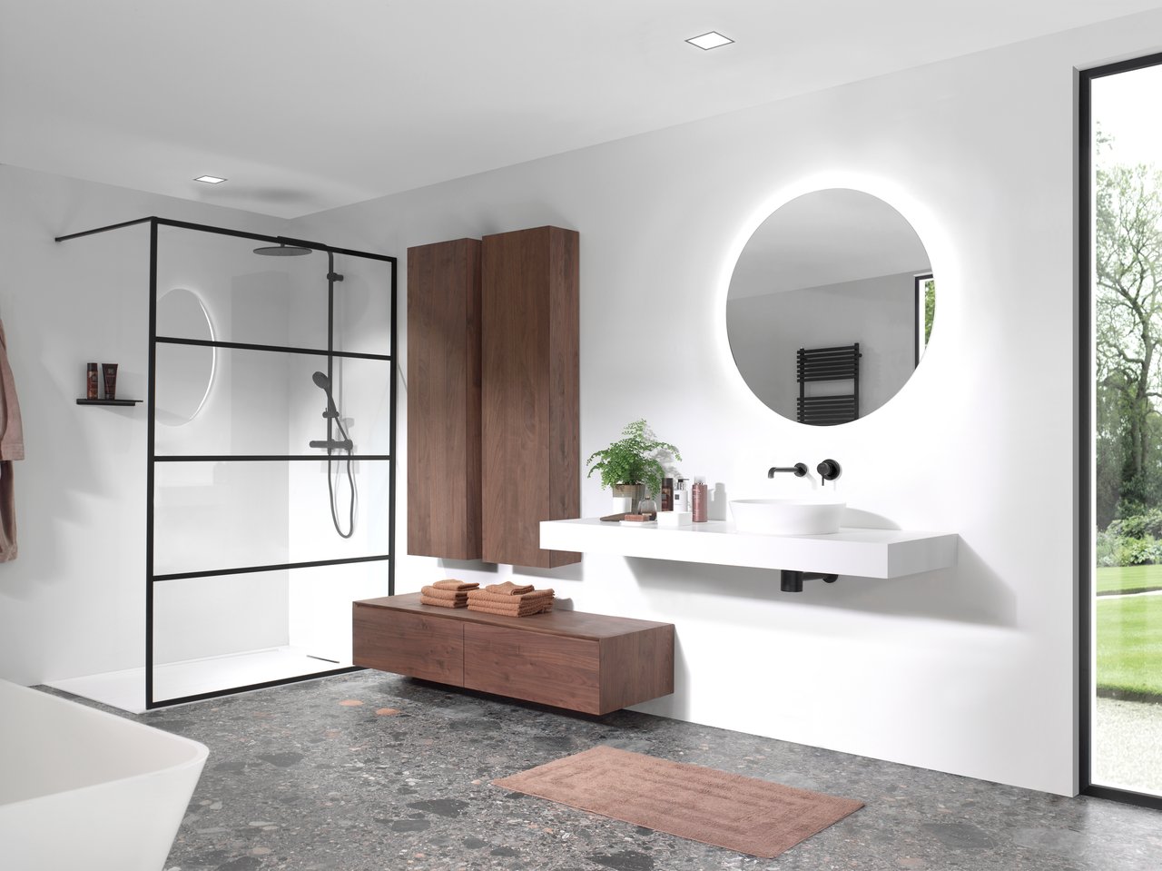 Balmani Mitra Elements zwevende badkamerkast Amerikaans notenhout 42 x 20 x 150 cm