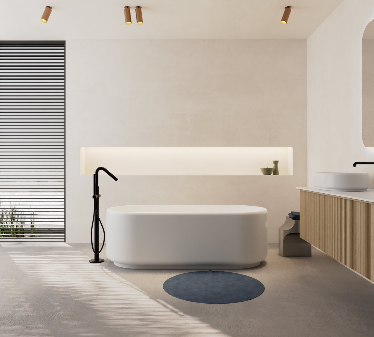 Balmani Scala Soft baignoire îlot ovale 170 x 70 cm Solid Surface blanc mat