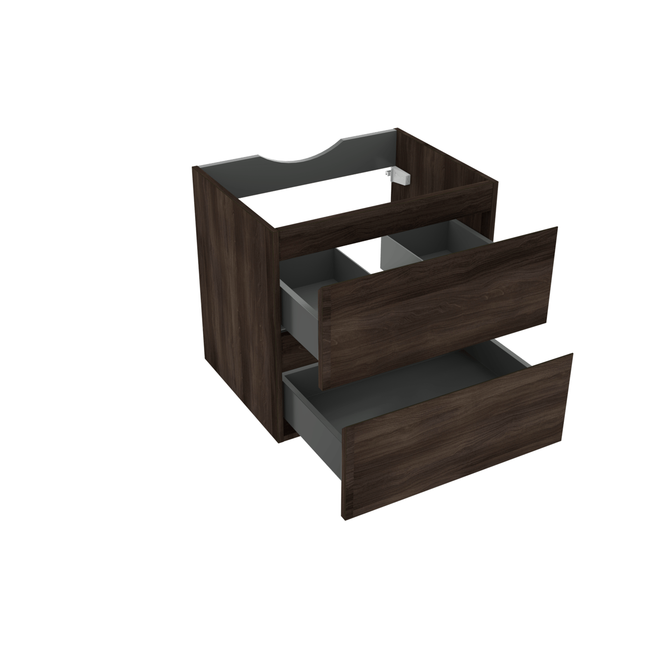 Linie Lado zwevende wastafelonderkast 60 x 46 cm donkere notenhout 2 lades