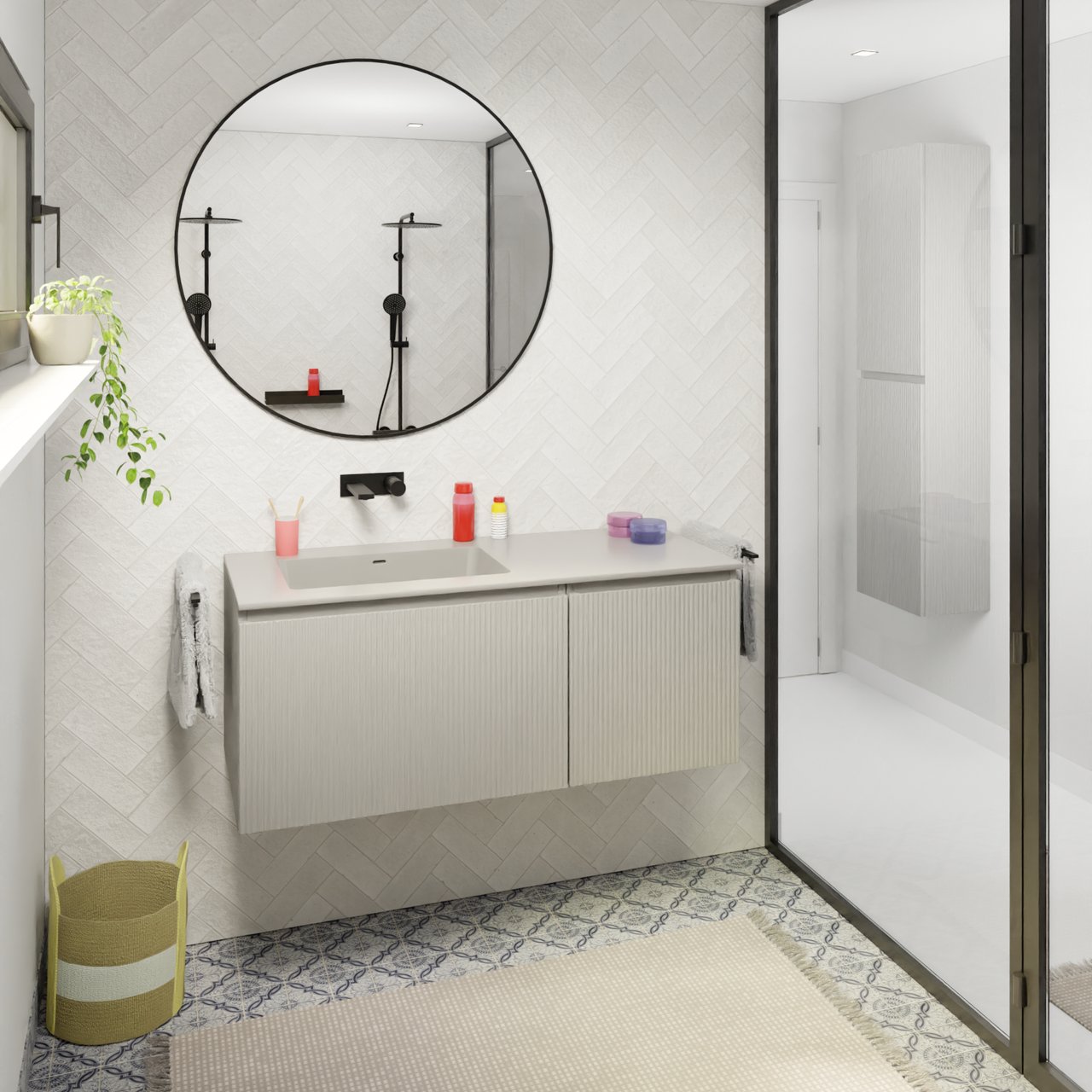 Storke Diva Waschtisch links matt seidengrau Top Solid Seidengrau Matt 120 x 52 cm