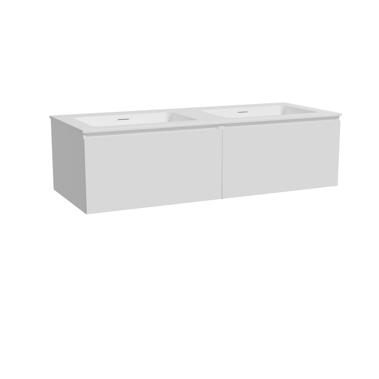 Storke Edge meuble salle de bains suspendu 130 x 52 cm blanc mat avec Mata double vasque en solid surface blanc mat