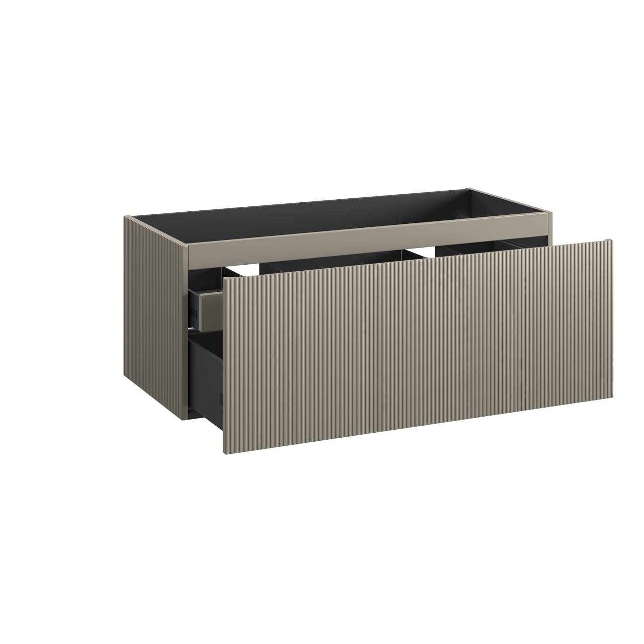 Storke Ribs meuble sous-vasque suspendu 120 x 52 cm soie grise 2 tiroirs