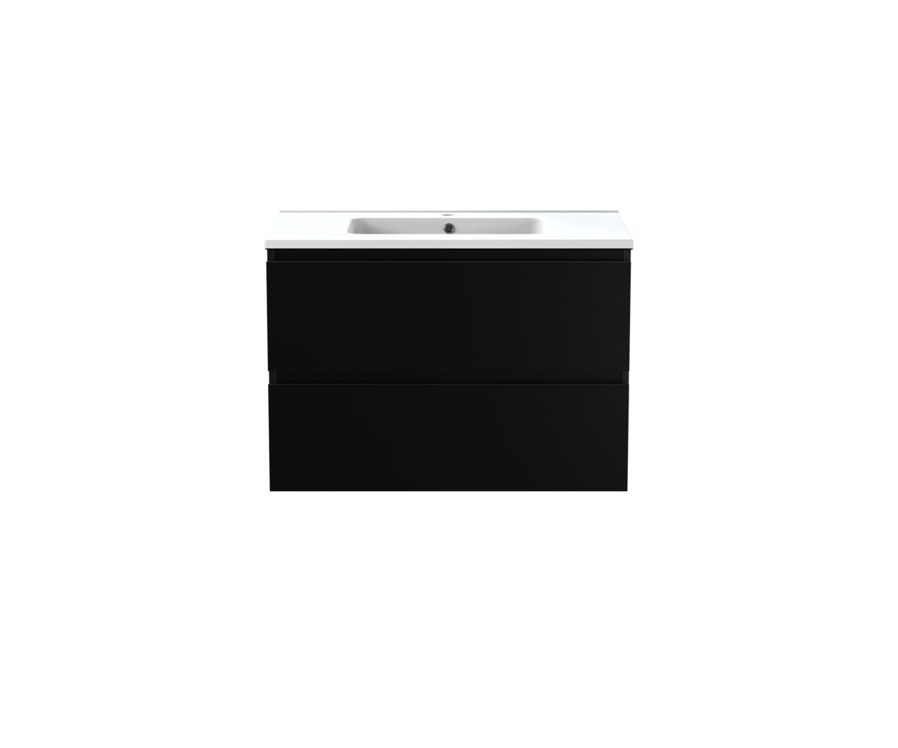 Linie Lado meuble salle de bains suspendu 80 x 46 cm noir mat avec Vano plan simple en marbre composite blanc mat