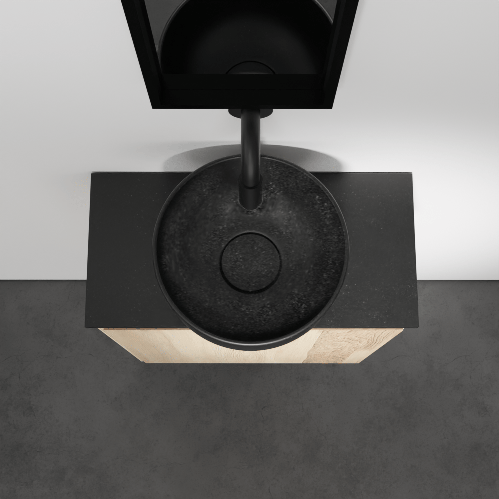 Balmani Mitra zwevend toiletmeubel 42 x 21 cm natuur eik met Facetta tablet en Bowl waskom in verzoete graniet