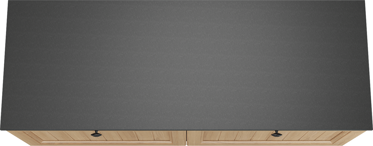 Balmani Lemon zwevend badkamermeubel 150 x 55 cm, fineer natuur eik met Stretto enkel of dubbel tablet in graniet zwart