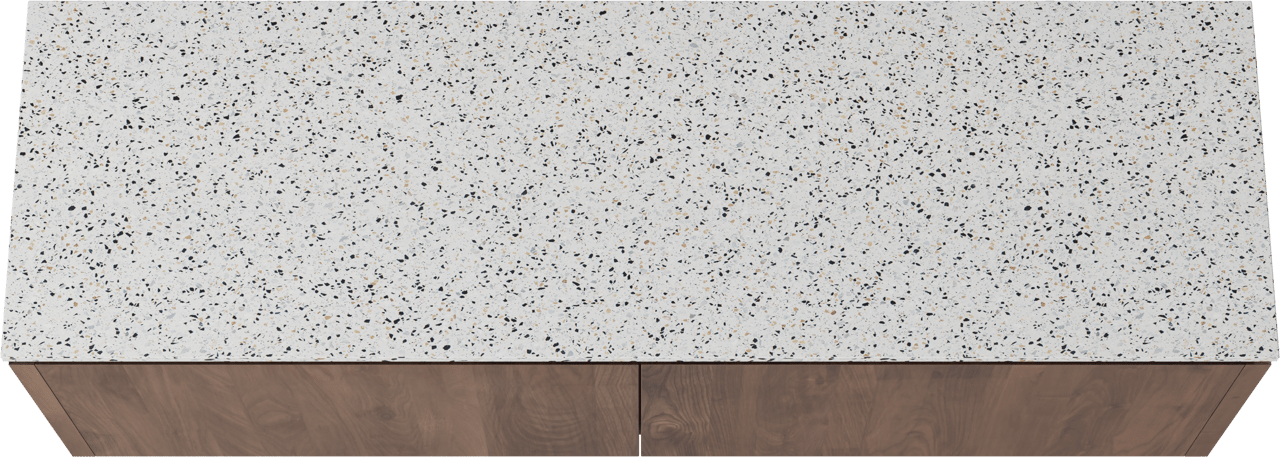 Balmani Eclips hängendes Möbelstück Set: 180 x 55 cm, Amerikanischer Nussbaum, mit Stretto Einzel- oder Doppel Waschtischplatte Bianco Nero Terrazzo