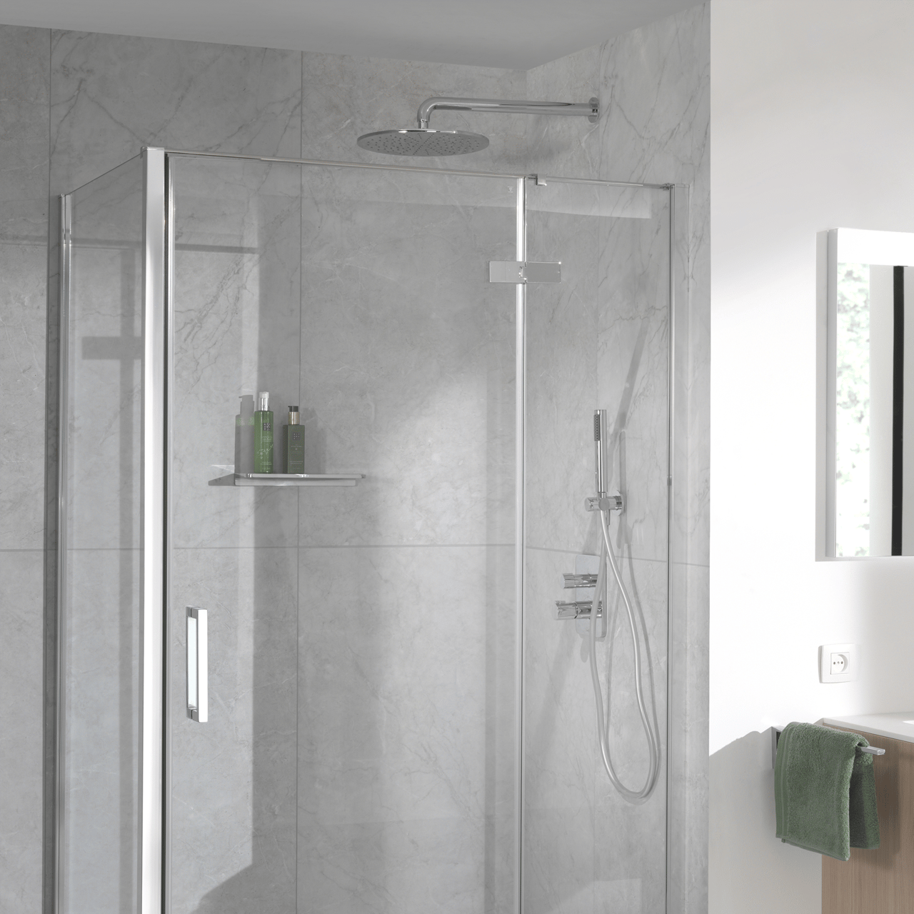 Blaufoss Round 300 tête de douche ronde avec support mural 30 cm Chrome Brillant