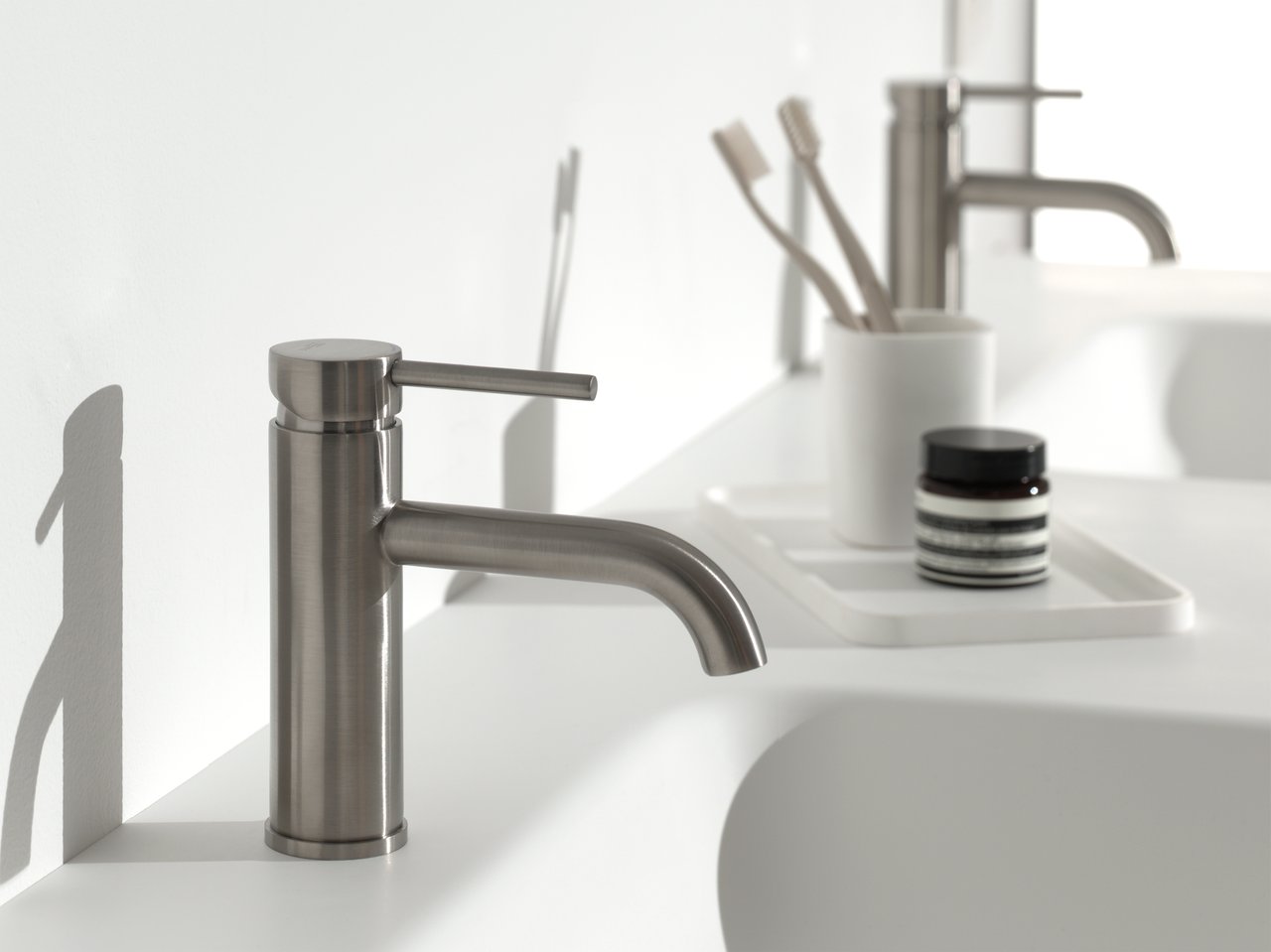 Blaufoss Round wastafelkraan Brushed CoolMetal