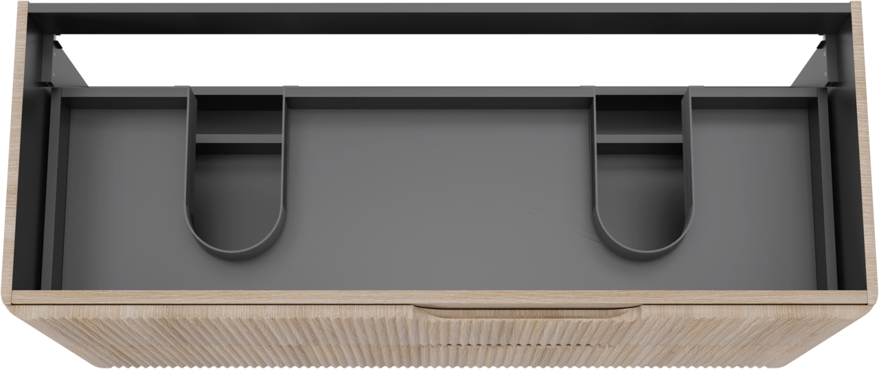 Linie Curvo meuble sous-lavabo suspendu 120 x 46 cm chêne clair 2 tiroirs Nervure sym. vert.