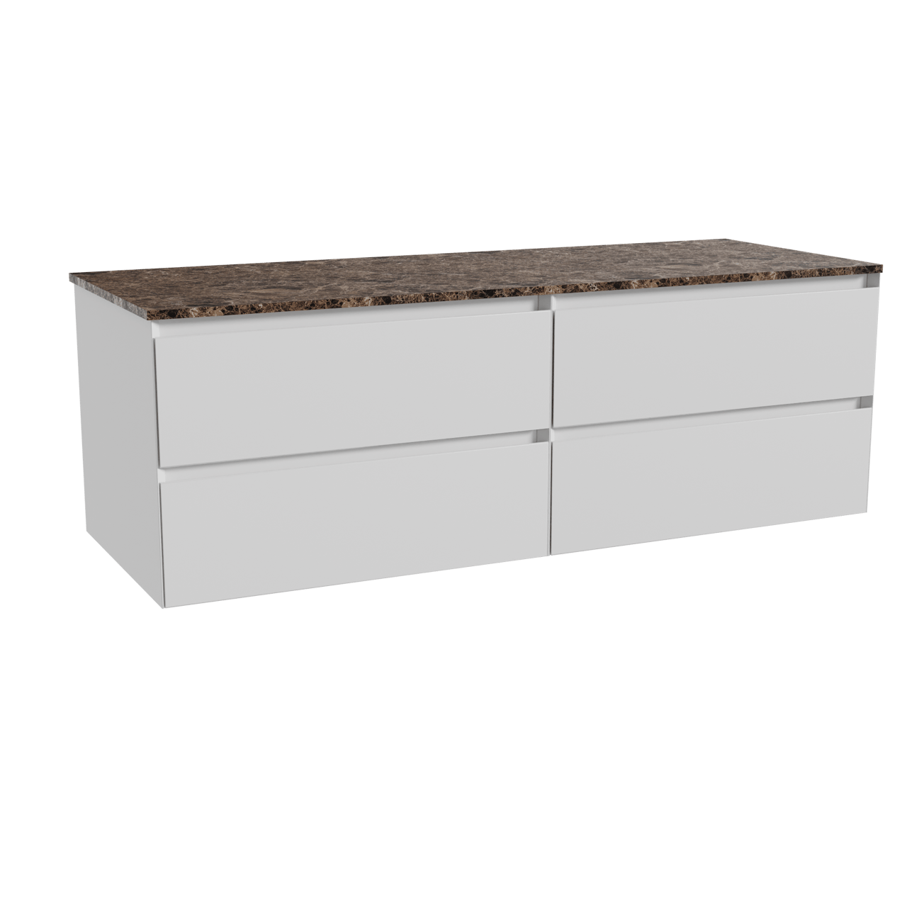 Balmani Mitra meuble salle de bains suspendu 150 x 55 cm blanc mat avec Stretto tablette simple ou double en marbre dark emperador