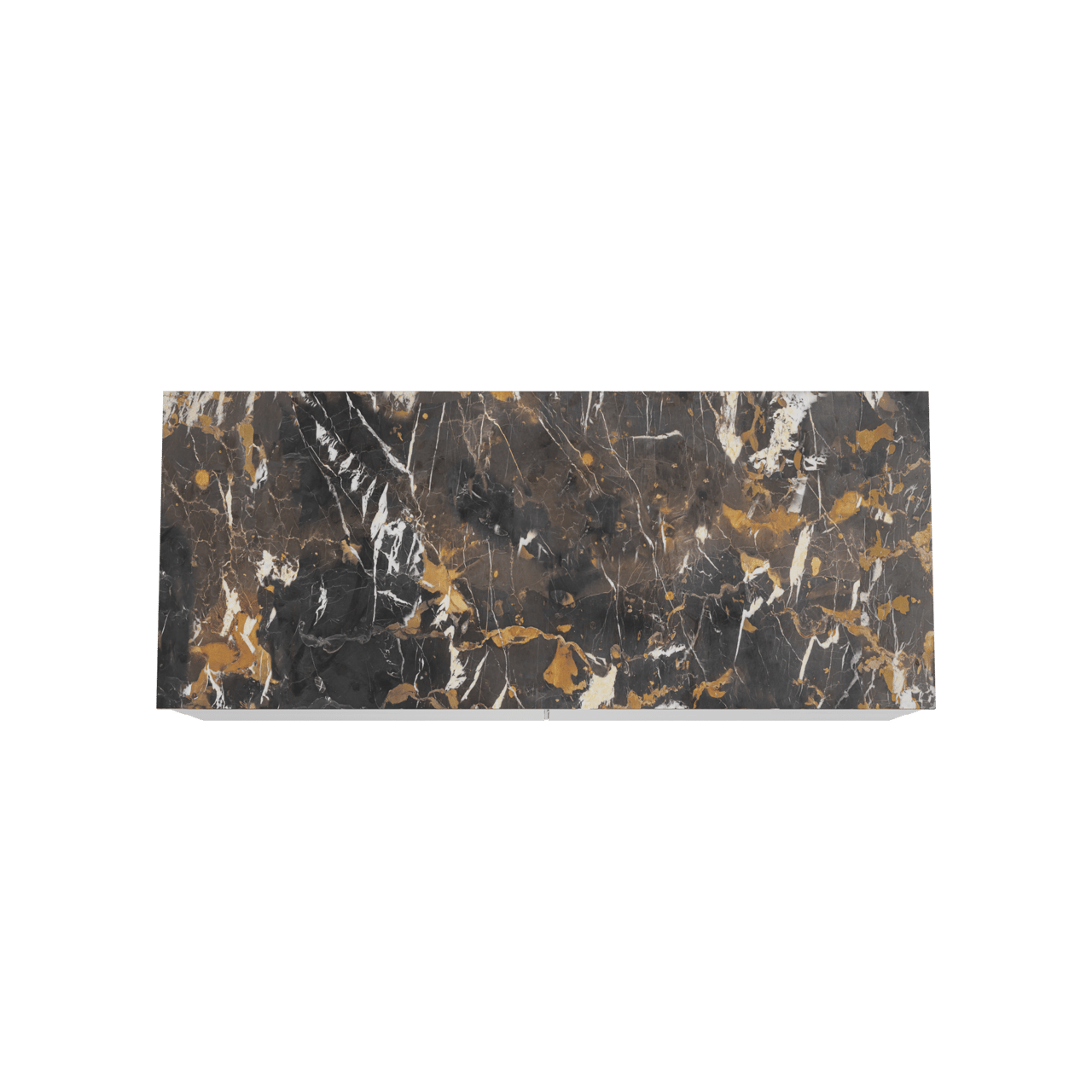 Balmani Mitra hängendes Möbelstück Set: 135 x 55 cm, Weiß matt, mit Stretto Einzel- oder Doppel Waschtischplatte, Marmor Portoro Gold