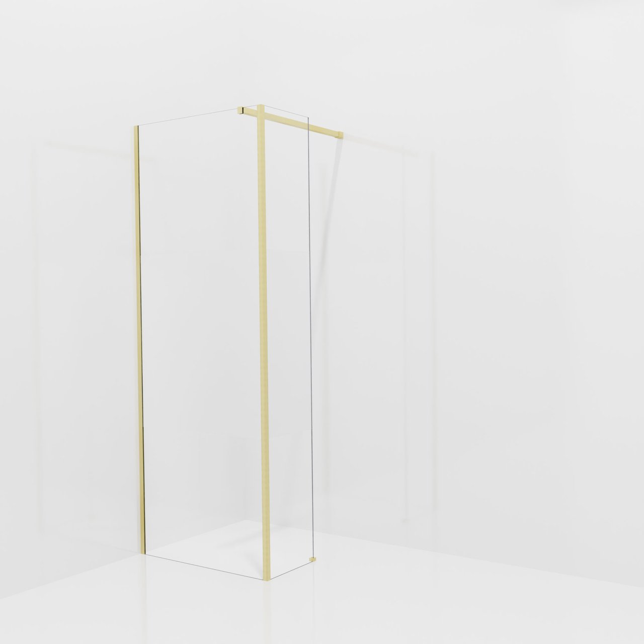 Balmani Modular Walk-In Dusche mit fester Seitenwand: 80 x 200 cm, Klarglas mit mattiertem Streifen, inklusive Coating, Profil Brushed Champagne Gold