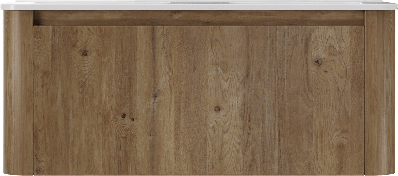 Storke Soft meuble salle de bains suspendu 120 x 46 cm chêne brut avec Kera Soft double vasque en porcelaine blanc brillant