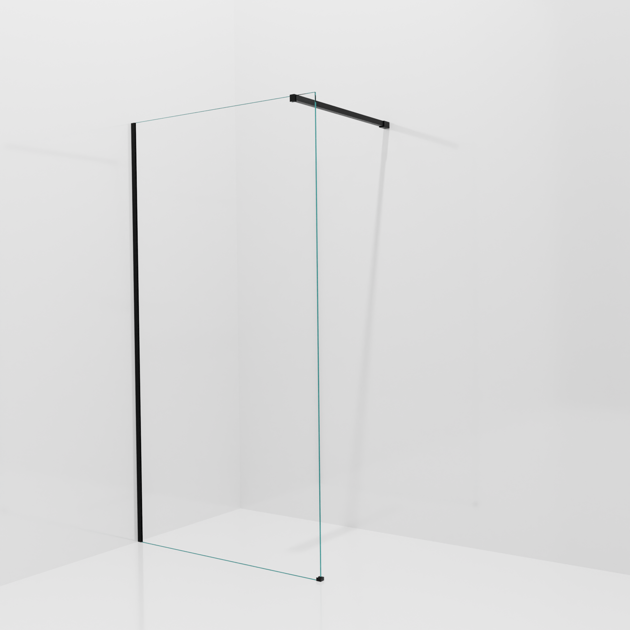 Balmani Modular douche à l'italienne: 110 x 200 cm, Verre transparent, avec coating, Profil Noir mat