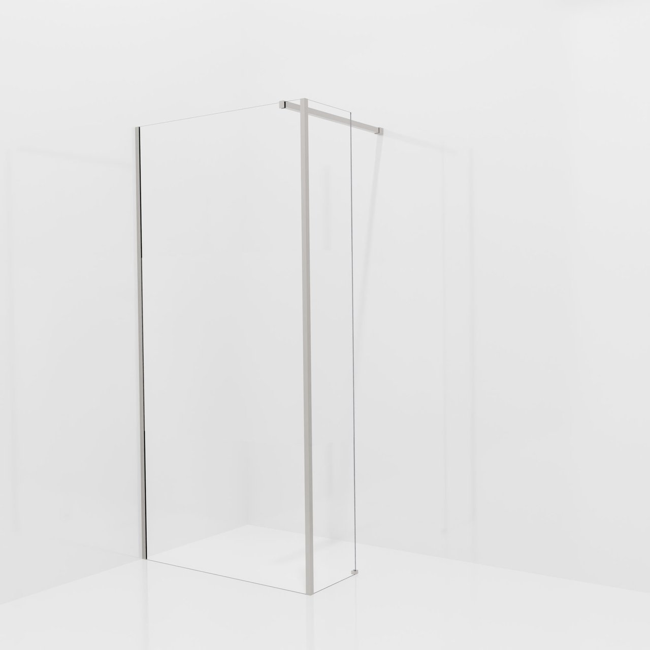 Balmani Modular Walk-In Dusche mit fester Seitenwand: 100 x 200 cm, Klarglas mit mattiertem Streifen, inklusive Coating, Profil Brushed Inox