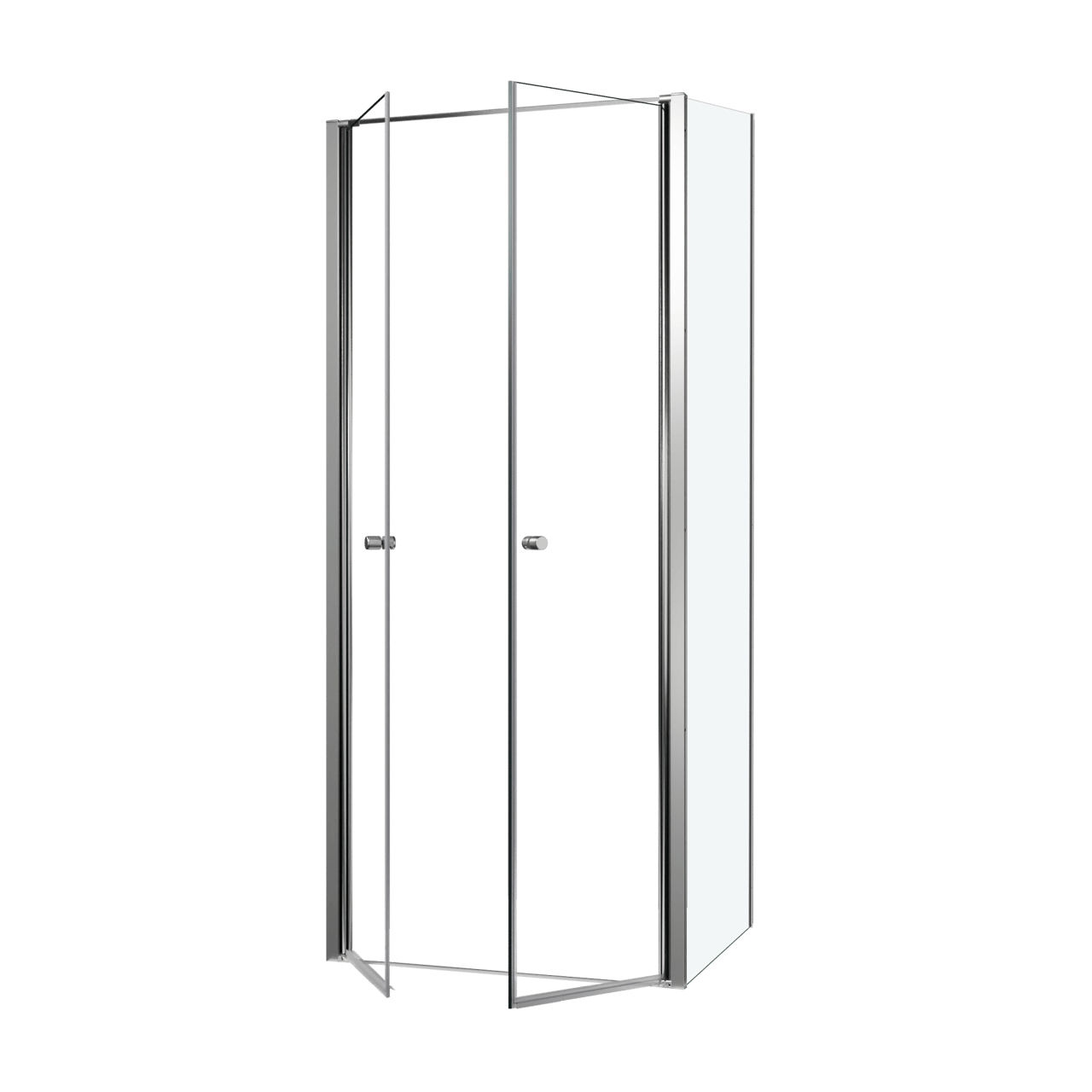 Luca Varess Kuresa douchecabine met pendeldeur met vaste zijwand 90 x 90 x 200 cm helder glas en mat zwarte profielen