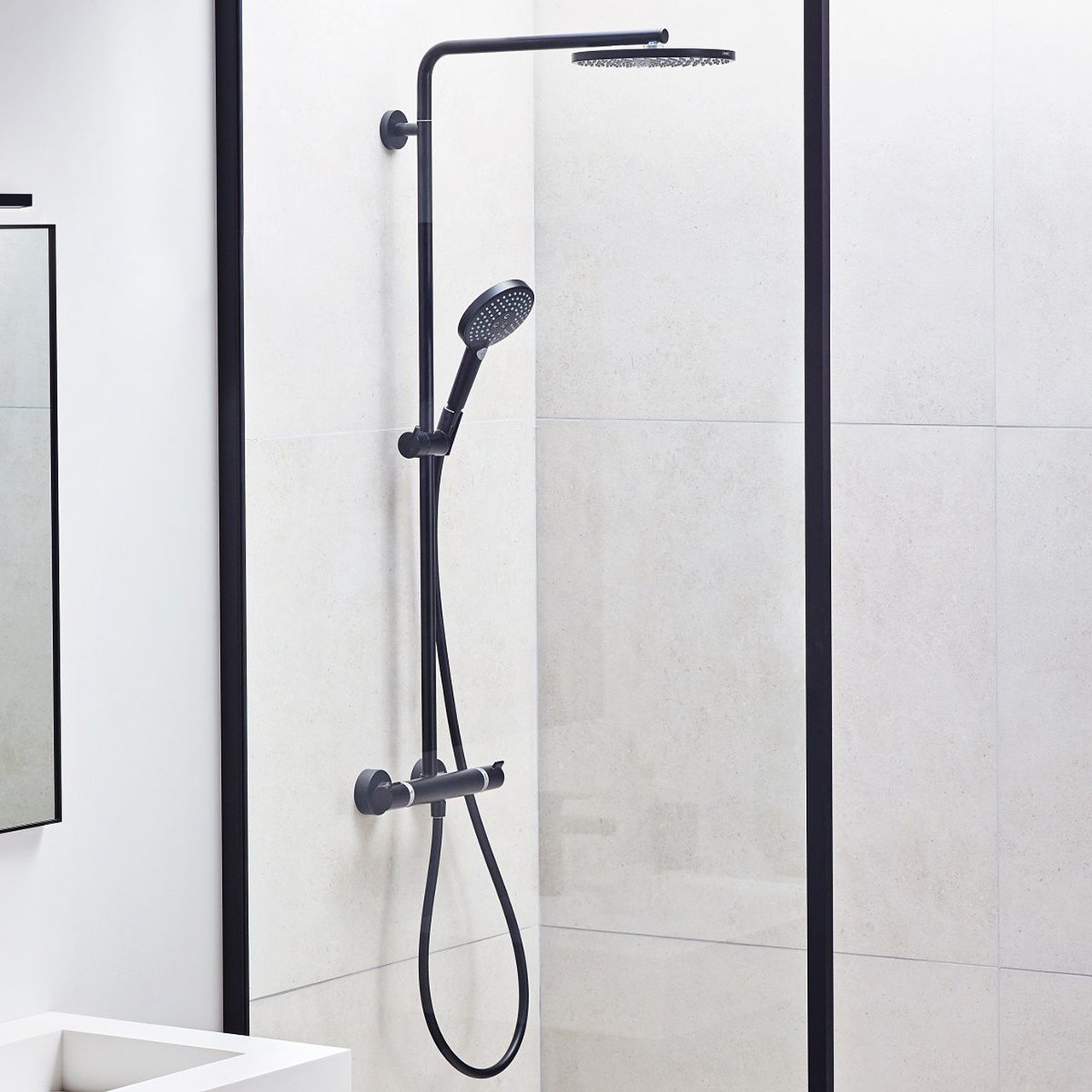 Hansgrohe Raindance Select S 240 Powderrain colonne de douche de pluie mitigeur thermostatique Noir Mat