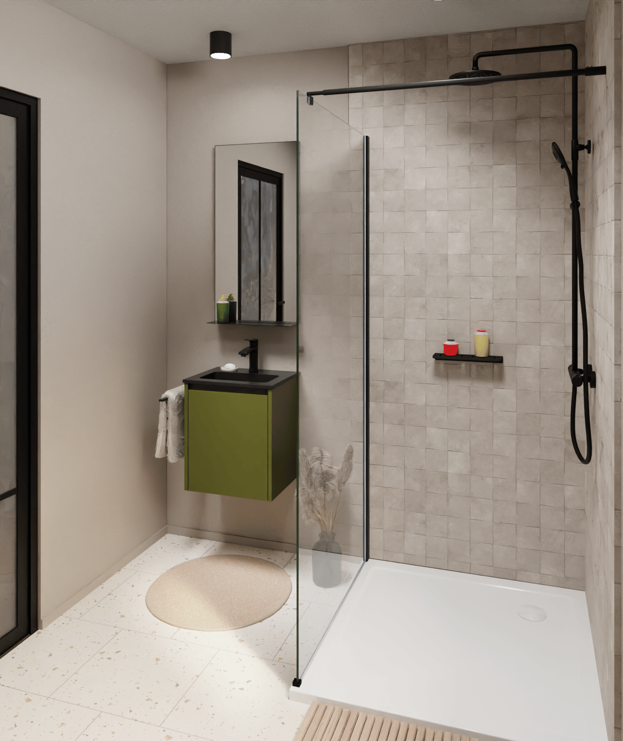 Storke Seda zwevende wastafelonderkast 45 x 35 cm olijfgroen deur