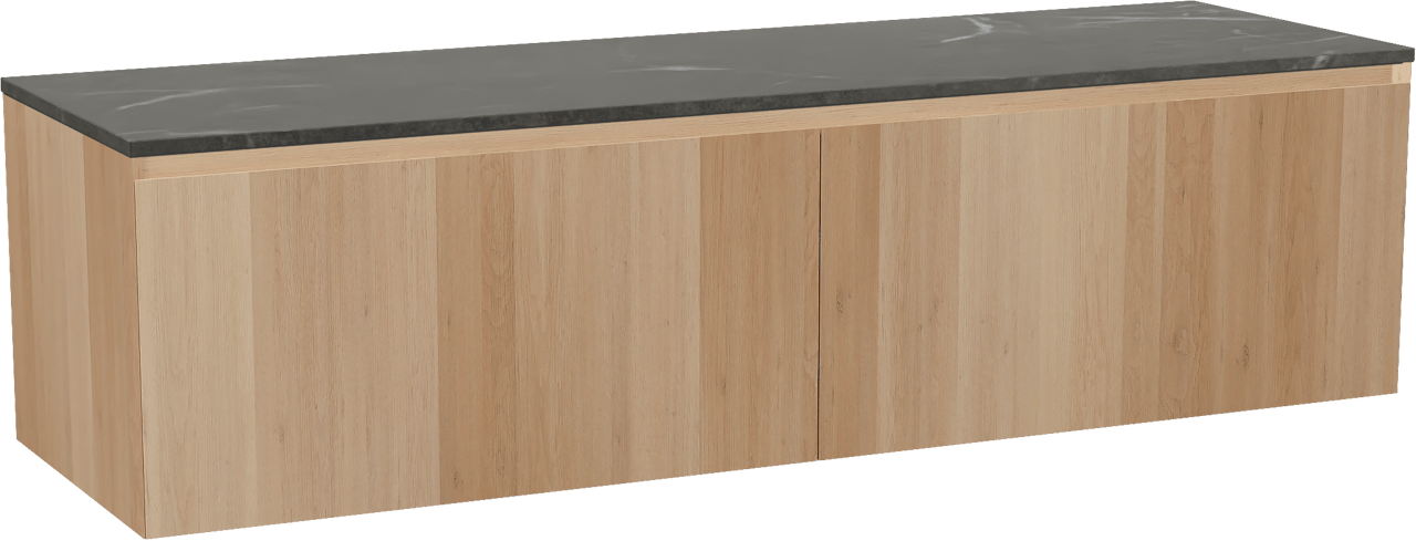Balmani Idra zwevend badmeubel 180 x 55 cm naturel eiken met Stretto enkel of dubbel wastafelblad in marmer pietra grey